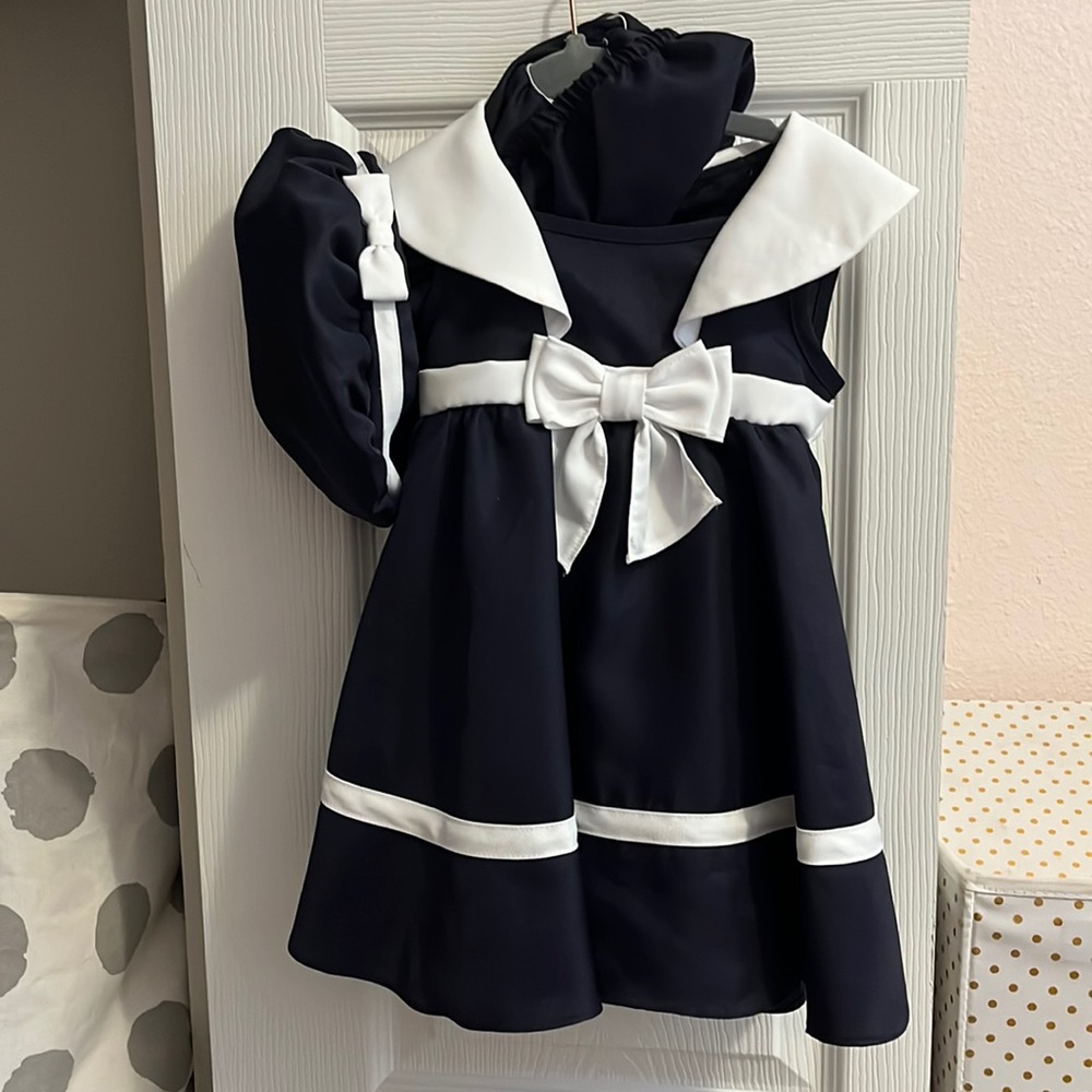 Toddler Sailor Dress outfit with cap